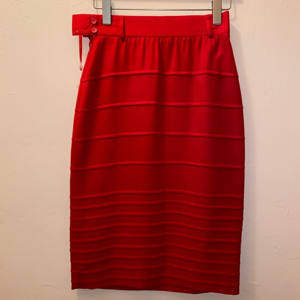 Vintage Escada by MARGARETHA LEY Red Pencil Skirt